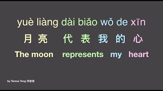 月亮代表我的心 逐字翻译PinyincharactersEnglish translation the moon represents my heartlyrics [upl. by Ranit]