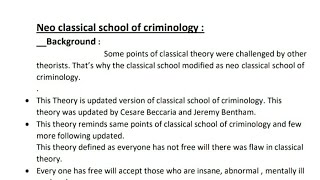 Neo classical school of criminology  classical School of criminology  Criminology [upl. by Tedra]