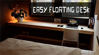 DIY Floating Desk  EASY Affordable Home Office [upl. by Atinuahs628]