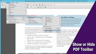 How to Show or Hide PDF Toolbar in adobe acrobat pro [upl. by Truitt]