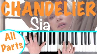 How to play CHANDELIER  Sia Piano Tutorial Chords Accompaniment [upl. by Yatnahs]