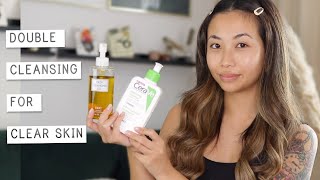 How to Double Cleanse  How to Oil Cleanse  Dry Skin [upl. by Hairas]