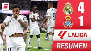 REAL MADRID goleó sin piedad al ESPANYOL 41 Goles de Carvajal Rodrygo Vini y Mbappé  La Liga [upl. by Eesdnil]