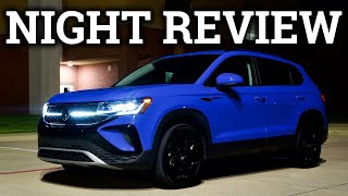 2022 VW Taos Night Review amp Drive  Adaptive Lights Ambient Lights and More [upl. by Knuth]