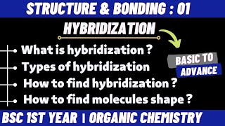 Hybridization and its types  Structure and bonding  Bsc 1st year chemistry  by Chemboost [upl. by Harrow]