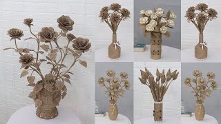 5 Beautiful and Simple Jute flower vase  Home decorating ideas [upl. by Raseac]