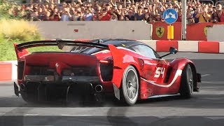 Ferrari FXX K EVO screaming in the streets of Milan during the 2018 F1 Live Festival [upl. by Thorbert456]