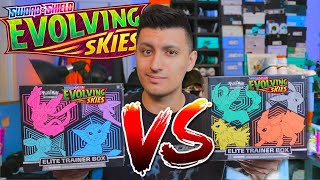 Which has BETTER PULL RATES EVOLVING SKIES Elite Trainer Boxes OPENING [upl. by Jairia]