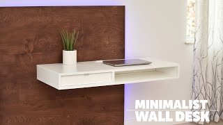 DIY LED floating desk Space saving desk [upl. by Konstantine]