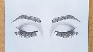 How to draw Closed Eyes for beginners step by step [upl. by Acisej491]