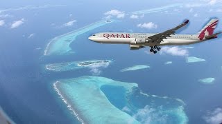 Qatar Airways Landing in Maldives [upl. by Mychael805]