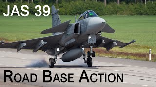 Road base action Swedish Air Force JAS 39 Gripen [upl. by Kristi]