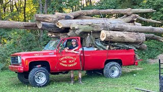 Squarebody Hauls 32000lbs in Logs [upl. by Madelle]