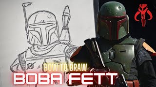 How to Draw BOBA FETT Art Tutorial [upl. by Rashida]