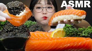 ASMR 연어회와 연어초밥 amp 캐비어 리얼사운드 먹방 SALMON SASHIMI amp CAVIAR MUKBANG  SUB  AeJeong ASMR [upl. by Zemaj934]