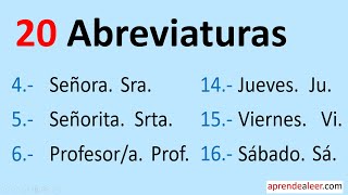 20 ejemplos de abreviaturas [upl. by Stasny]