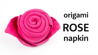 Easy Origami Rose Napkin Tutorial  DIY  Paper Kawaii [upl. by Naeruat]