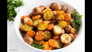 Garlic Butter Roasted Potatoes and Carrots  The Recipe Rebel [upl. by Shirley69]