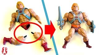 How To Easily DIY Repair Broken Legs Of Vintage Action Figures Toys  Fix Damaged Rubber Band MOTU [upl. by Imas]