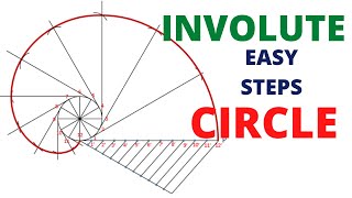 HOW TO DRAW THE INVOLUTE OF CIRCLE IN ENGINEERING DRAWING [upl. by Nuahsor]