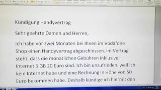 DTZ  B1 Test Brief  Kündigung Handyvertrag [upl. by Lura282]