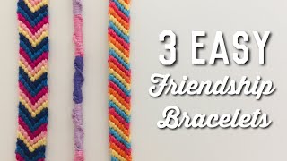 3 EASY BEGINNERS FRIENDSHIP BRACELETS  Twisted Striped amp Chevron [upl. by Kiker]