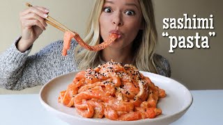 Creamy Sashimi Fettuccine  MUKBANG [upl. by Kelbee]