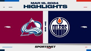 NHL Highlights  Avalanche vs Oilers  March 16 2024 [upl. by Asetal]