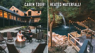 Epic Cabin w Natural Waterfall Swimming Hole that sleeps 18  Touring The Cliffs at Hocking Hills [upl. by Naasah]