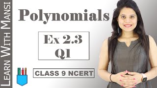 Class 9 Maths  Chapter 2  Exercise 23 Q1  Polynomials  NCERT [upl. by Sacram458]