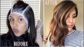 DIY HIGHLIGHTS USING CAP Revlon Frost amp Glow Highlighting Kit [upl. by Keri327]