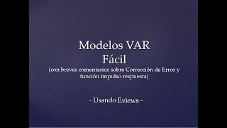 Modelos VAR en EViews [upl. by So]