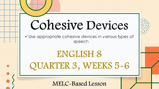 Cohesive Devices  English 8  Quarter 3  Weeks 56  MELCBased Lesson [upl. by Eveiveneg]