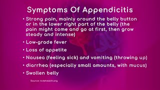 Appendicitis Early Signs amp Symptoms [upl. by Schmidt]