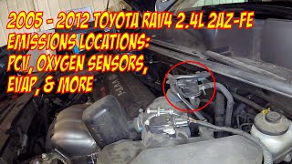 Toyota Rav4 Emissions Locations PCV EVAP Purge Vent Leak Detection Oxygen sensors amp more [upl. by Chute]