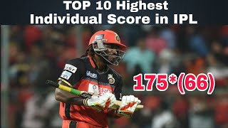 Top 10 highest individual score in IPL 2008 to 2018 [upl. by Blakeley3]