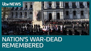 Live Remembrance Sunday commemorated at Cenotaph  ITV News [upl. by Atinuaj90]