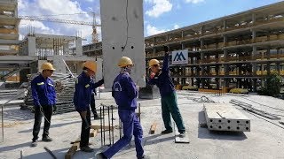 PRECAST COLUMN INSTALLATION PROCESS  PRECAST CONCRETE COLUMN [upl. by Ocirled669]