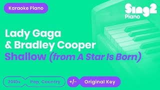 Shallow  Lady Gaga Bradley Cooper  A Star Is Born Karaoke Piano [upl. by Noni]