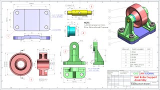 Belt Roller Support Assembly in Solidworks [upl. by Htenywg]