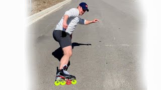 Learning how to stop on inline skates [upl. by Elyc]