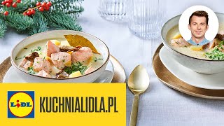 Zupa RYBNA pachnąca świętami 🐟 z łososiem i grzybami  Karol Okrasa amp Kuchnia Lidla [upl. by Saberhagen]