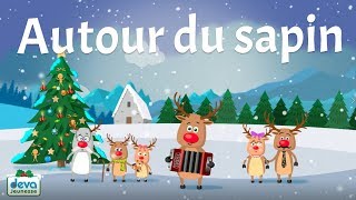 Autour du sapin Christmas song with lyrics to learn French for kids [upl. by Bren]