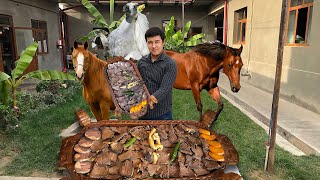 Qazaq cooks HORSE meat  BESHPARMAQ Delicious  Traditional Kazakh Foods [upl. by Boleyn]