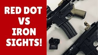 Red Dot Vs Iron Sights On An AR 15 3 Practical Reasons Why Red Dots Dominate [upl. by Ramedlab]