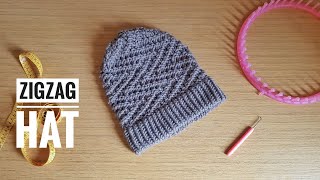 How to Loom Knit an Easy ZigZag Slouchy Beanie Hat DIY Tutorial [upl. by Eikin6]