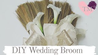 DIY Bride Gold amp Ivory Wedding Broom  How to decorate your Wedding Broom Tutorial [upl. by Wesla]