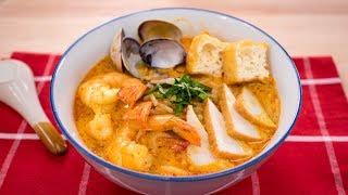 Laksa Recipe  Singaporean Curry Noodle Soup Laksa Lemak  Asian Recipes [upl. by Cini]