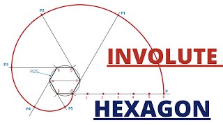 HOW TO DRAW THE INVOLUTE OF HEXAGON IN ENGINEERING DRAWING [upl. by Ettelorahc]