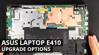 ASUS laptop E410  DISASSEMBLY and UPGRADE OPTIONS [upl. by Elset75]